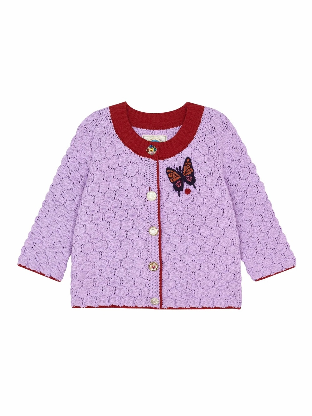Motoguo Lavender Lilac Palmer Crochet Cardigan